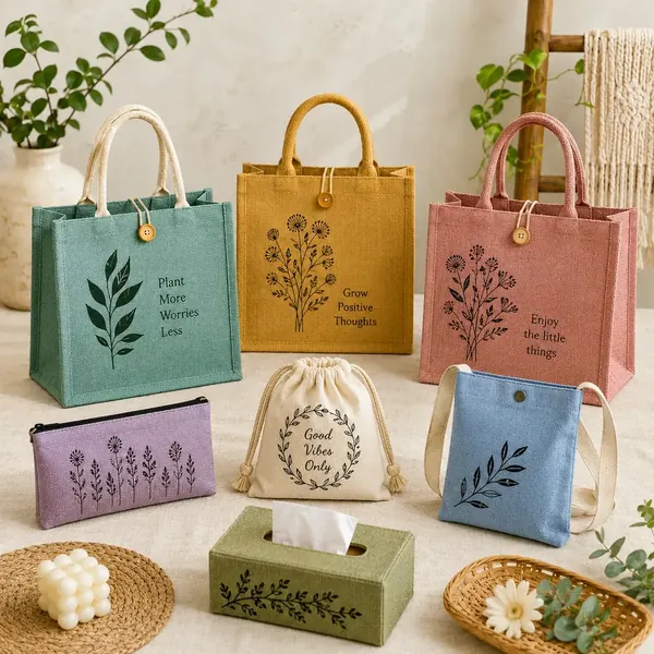 Coloured jute cotton tote bags wholesale India — Vadalo Ventures