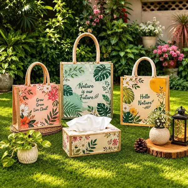Custom printed jute bags nature collection India — Vadalo Ventures