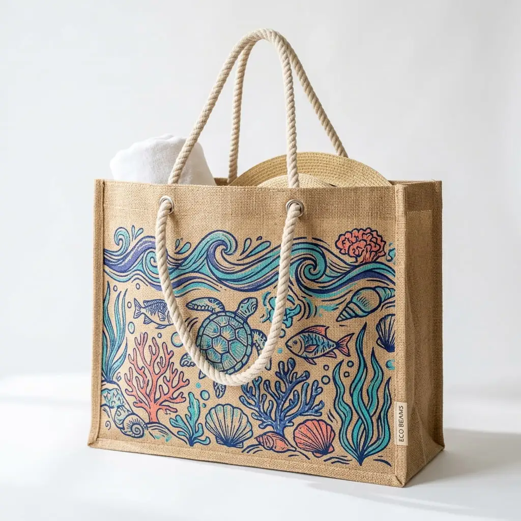 Beach Bags Manufacturer India — custom jute and canvas beach bags from Vadalo Ventures