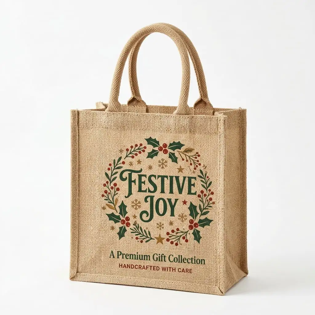 Custom Jute Gift Bags — embroidered jute gift bag with handles from Vadalo Ventures