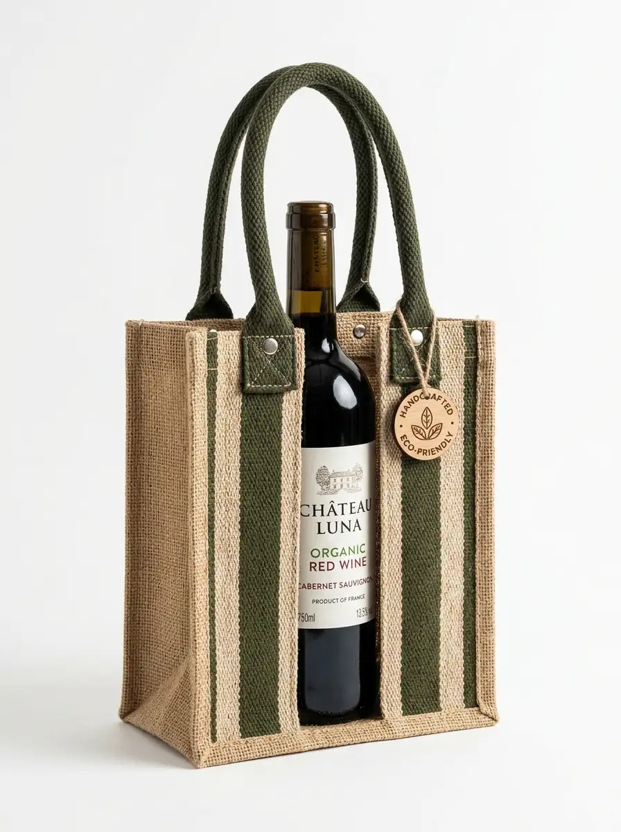 Jute Wine Bags Manufacturer India — custom jute wine bottle packaging from Vadalo Ventures
