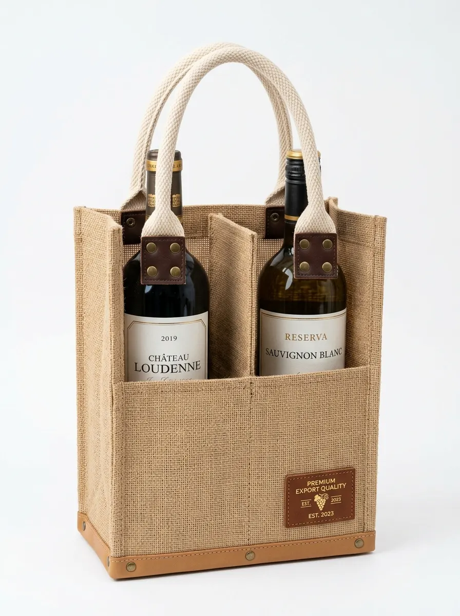 Jute Wine Bags Manufacturer India — custom jute wine bottle packaging from Vadalo Ventures