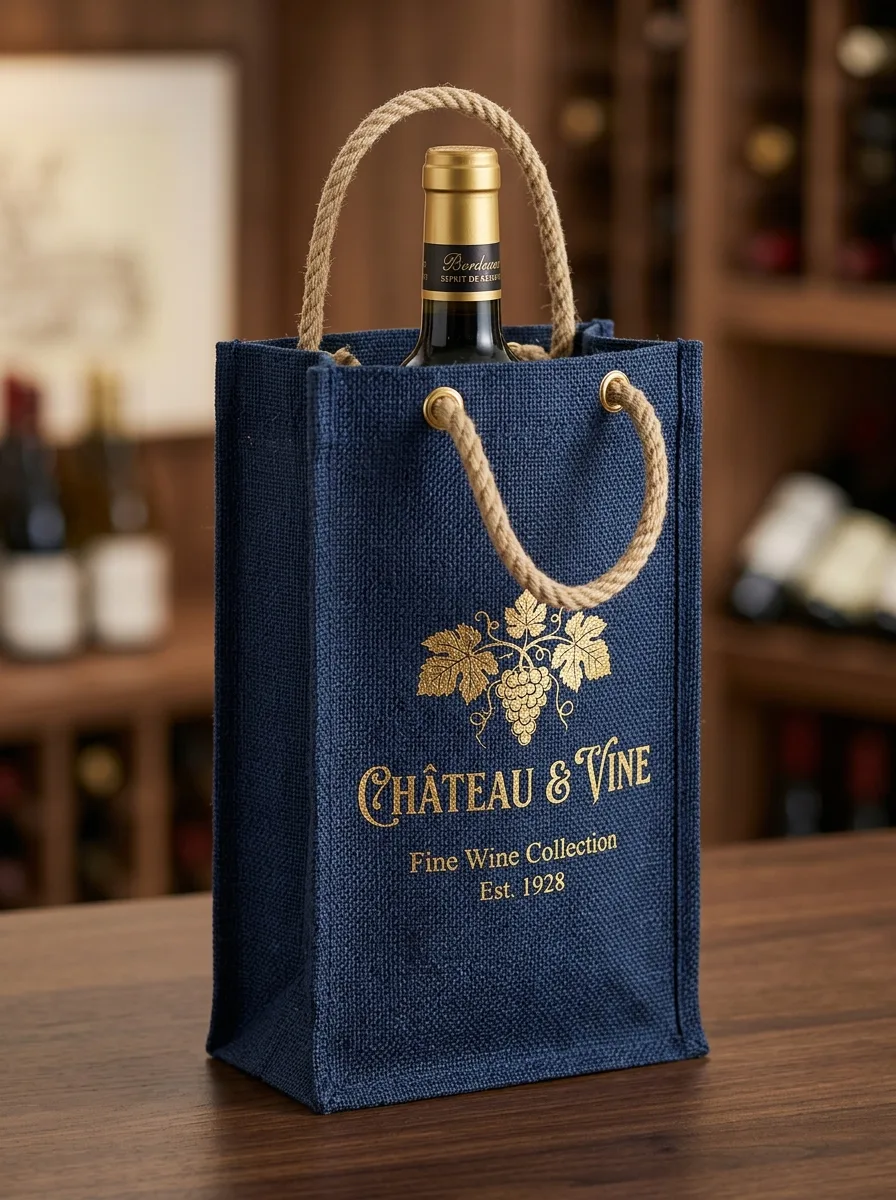 Jute Wine Bags Manufacturer India — custom jute wine bottle packaging from Vadalo Ventures